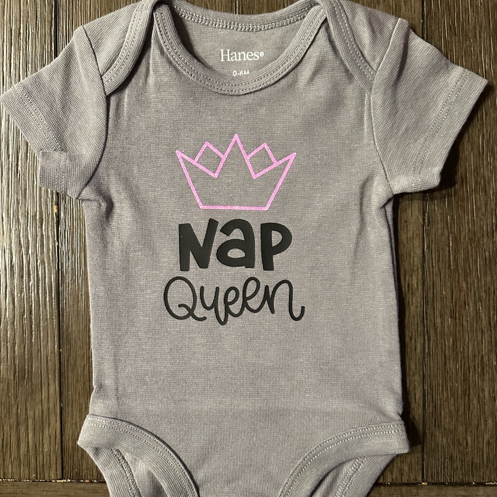 Hanes Gray and Pink 'Nap Queen' Bodysuit